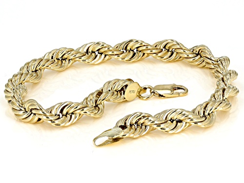 10K Yellow Gold Hollow Rope Bracelet 9 Inches - Size 9