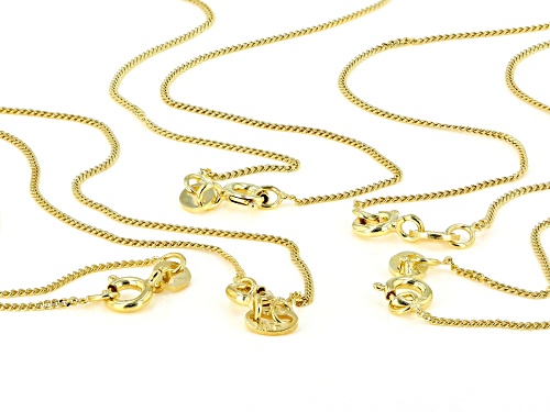 18k Yellow Gold Over Sterling Silver Curb Chain 18 inches Set of 5