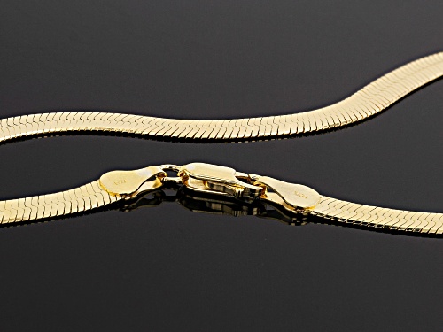 18K Yellow Gold Over Sterling Silver 5.5MM Herringbone Chain - Size 18