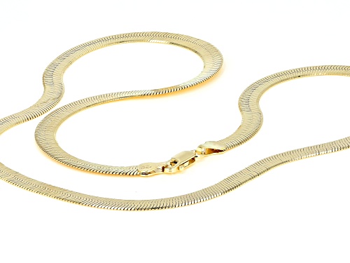 18K Yellow Gold Over Sterling Silver 5.5MM Herringbone Chain - Size 20