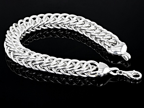 Sterling Silver 10mm Double Curb Link Bracelet - Size 8