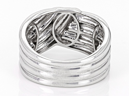 Rhodium Over Sterling Silver Graduated Crossover Ring - Size 7