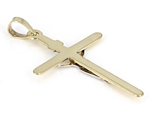 10k Yellow Gold & Rhodium Over 10k Yellow Gold Crucifix Pendant