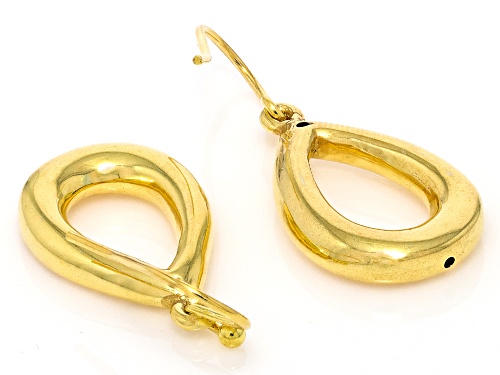 18k Yellow Gold Over Sterling Silver Diamond-Cut Teardrop Dangle Earrings
