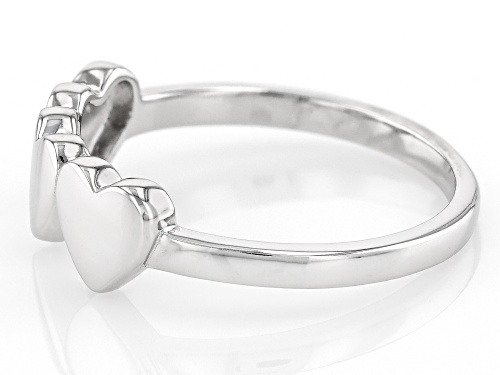 Rhodium Over Sterling Silver 6mm Triple Hearts Band Ring - Size 9