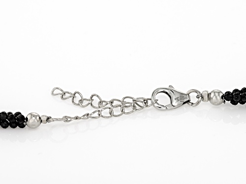 10mm White Cultured Freshwater Pearl and Black Spinel Rhodium Over Sterling Silver Necklace - Size 18