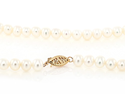5.5mm White Cultured Freshwater Pearl 14k Yellow Gold 24 Inch Strand Necklace - Size 24