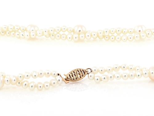 3.5-7mm White Cultured Freshwater Pearl 10k Yellow Gold 18 Inch Strand Necklace - Size 18