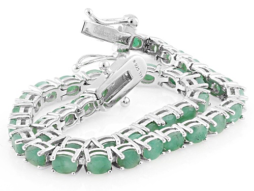 6.50ctw Emerald Rhodium Over Sterling Silver Bracelet - Size 8