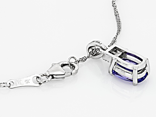 1.10ct Tanzanite With 0.02ctw White Diamond Rhodium Over 10k White Gold Pendant With Chain
