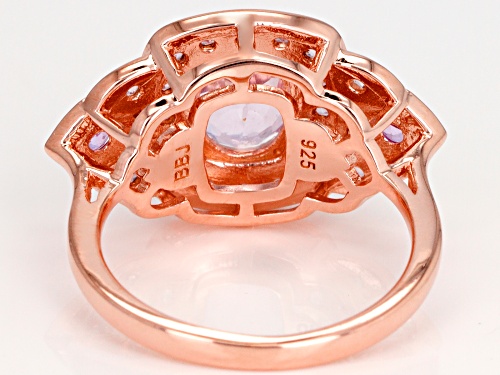 1.98ct Kunzite With .22ctw Pink Sapphire & .68ctw Color Change Garnet 18k Rose Gold Over Silver Ring - Size 8