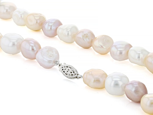 10.5-11.5mm Multi-Color & White Cultured Freshwater Pearl Rhodium Over Silver 18