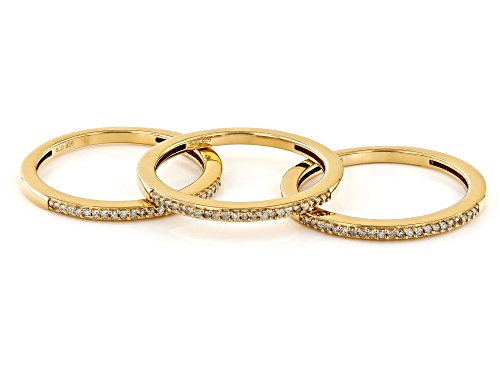Engild™ 0.20ctw Round White Diamond 14k Yellow Gold Over Sterling Silver Set of 3 Band Rings - Size 6