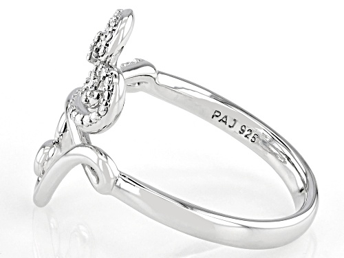 Round White Diamond Accent Rhodium Over Sterling Silver Bypass Heart Ring - Size 8