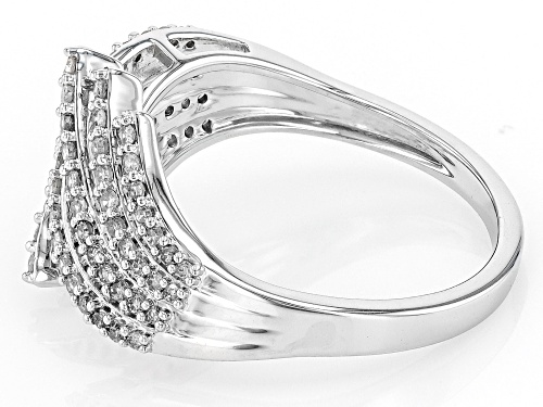 0.50ctw Round White Diamond Rhodium Over Sterling Silver Bypass Ring - Size 8
