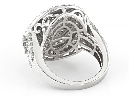 1.95ctw Round White Diamond Rhodium Over Sterling Silver Cocktail Ring - Size 8