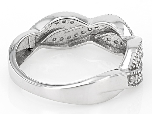 0.25ctw Round White Diamond Rhodium Over Sterling Silver Crossover Band Ring - Size 6