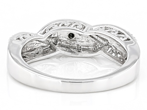 Round Black Diamond Accent Rhodium Over Sterling Silver Band Ring - Size 9