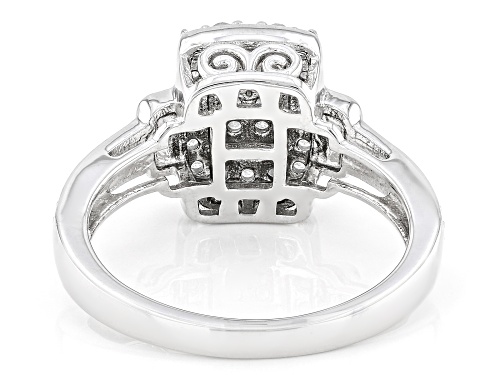 0.35ctw Round White Diamond Rhodium Over Sterling Silver Cluster Ring - Size 8