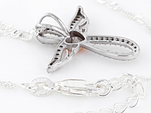0.20ctw White Diamond Rhodium & 14k Rose Gold Over Sterling Silver Inspirational Pendant With Chain