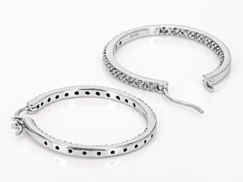 0.50ctw Round White Diamond Rhodium Over Sterling Silver Hoop Earrings