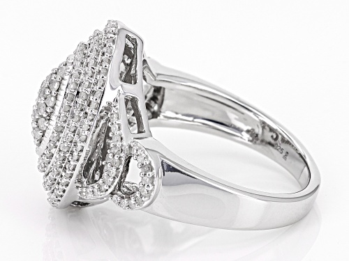 0.75ctw Round White Diamond Rhodium Over Sterling Silver Cluster Ring - Size 6