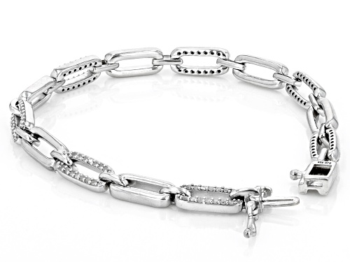 0.90ctw Round White Diamond Rhodium Over Sterling Silver Tennis Bracelet - Size 7.5