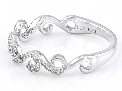 0.17ctw Round White Diamond Rhodium Over Sterling Silver Wave Band Ring - Size 7