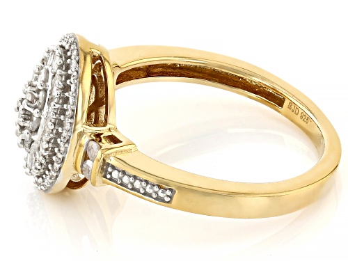 Engild™ 0.50ctw Round And Baguette White Diamond 14k Yellow Gold Over Sterling Silver Cluster Ring - Size 8