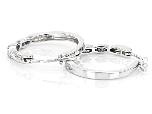 0.10ctw Round White Diamond Rhodium Over Sterling Silver Hoop Earrings