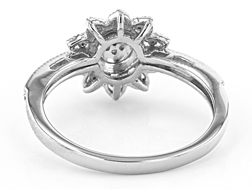 Round White Diamond Accent Rhodium Over Sterling Silver Cluster Ring - Size 9