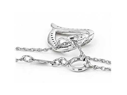 0.15ctw Round White Diamond Rhodium Over Sterling Silver Heart Pendant with Chain
