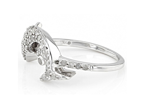 0.45ctw Round White Diamond Rhodium Over Sterling Silver Dolphin Cluster Ring - Size 10