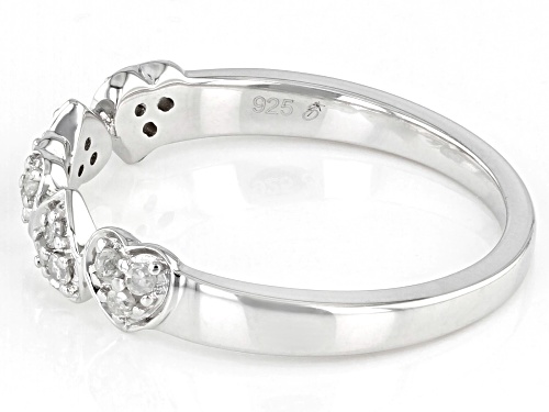 0.15ctw Round White Diamond Rhodium Over Sterling Silver Heart Band Ring - Size 8