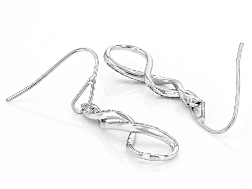 0.15ctw Round White Diamond Rhodium Over Sterling Silver Dangle Earrings