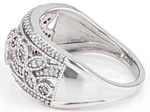 0.30ctw Round White Diamond Rhodium Over Sterling Silver Band Ring - Size 6