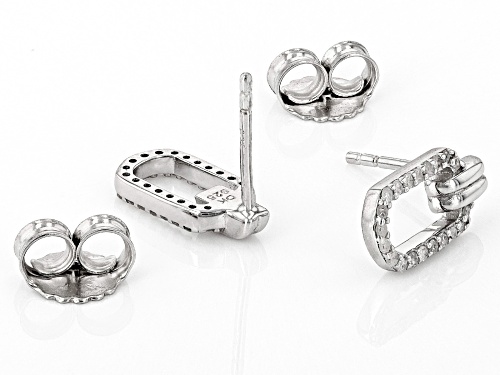 0.20ctw Round White Diamond Rhodium Over Sterling Silver Drop Earrings