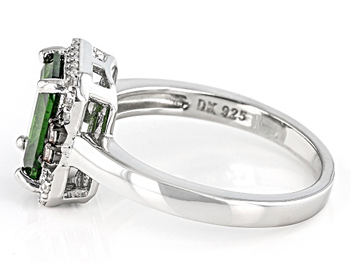 2.13ct Chrome Diopside, 0.07ctw Andalusite & 0.17ctw White Zircon Rhodium Over Sterling Silver Ring - Size 7