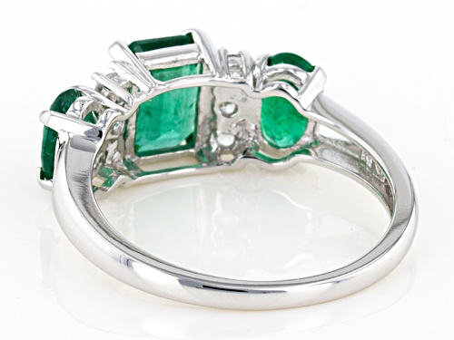 1.70ctw Emerald Cut And Oval Emerald Color Apatite With .24ctw White Zircon 10k White Gold Ring - Size 8