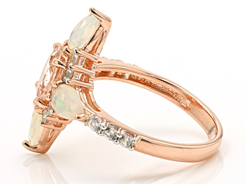 1.15ct Morganite With 0.75ctw Ethiopian Opal & 0.64ctw White Zircon 18k Rose Gold Over Silver Ring - Size 10