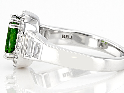 0.85ct Chrome Diopside And 0.84ctw White Zircon Rhodium Over Sterling Silver Ring - Size 6