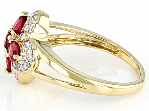 0.81ctw Red Spinel And 0.16ctw White Diamond 10K Yellow Gold Ring - Size 6