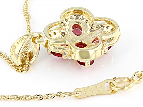 0.81ctw Red Spinel And 0.16ctw White Diamond 10K Yellow Gold Pendant With Chain
