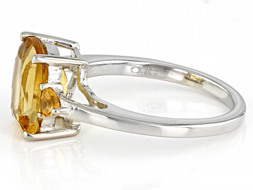 2.47ctw Rectangular Cushion And Trillion Citrine Rhodium Over Sterling Silver Ring - Size 9