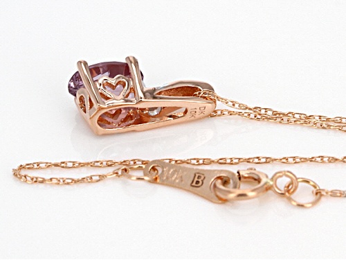 .43ct Oval Pink Spinel With .03ctw Round White Zircon 10k Rose Gold Pendant With Chain.