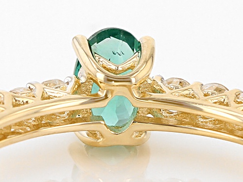 .45ct Oval Emerald Color Apatite And .28ctw Round White Zircon 10k Yellow Gold Ring - Size 7
