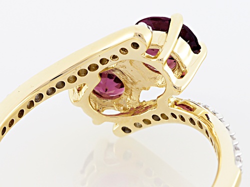 1.27ctw Round Grape Color Garnet And .16ctw Round White Zircon 10k Yellow Gold 2-Stone Ring - Size 6