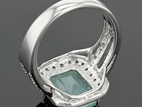 Exotic Jewelry Bazaar™ 2.58ct Emerald Cut Grandidierite And .32ctw White Zircon Silver Ring - Size 12