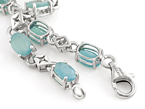 Exotic Jewelry Bazaar™ 9.59ctw Oval Grandidierite Sterling Silver Bracelet - Size 7.5