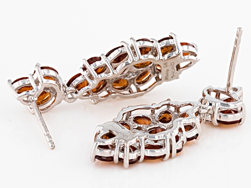 Exotic Jewelry Bazaar™ 4.45ctw Oval Mandarin Garnet With .04ctw Zircon Sterling Silver Earrings